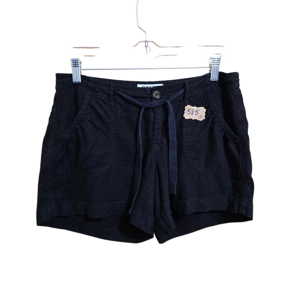 Old Navy Women's Linen Shorts Size 2 Black Shorts Size 2 Tie Waist Pockets‎